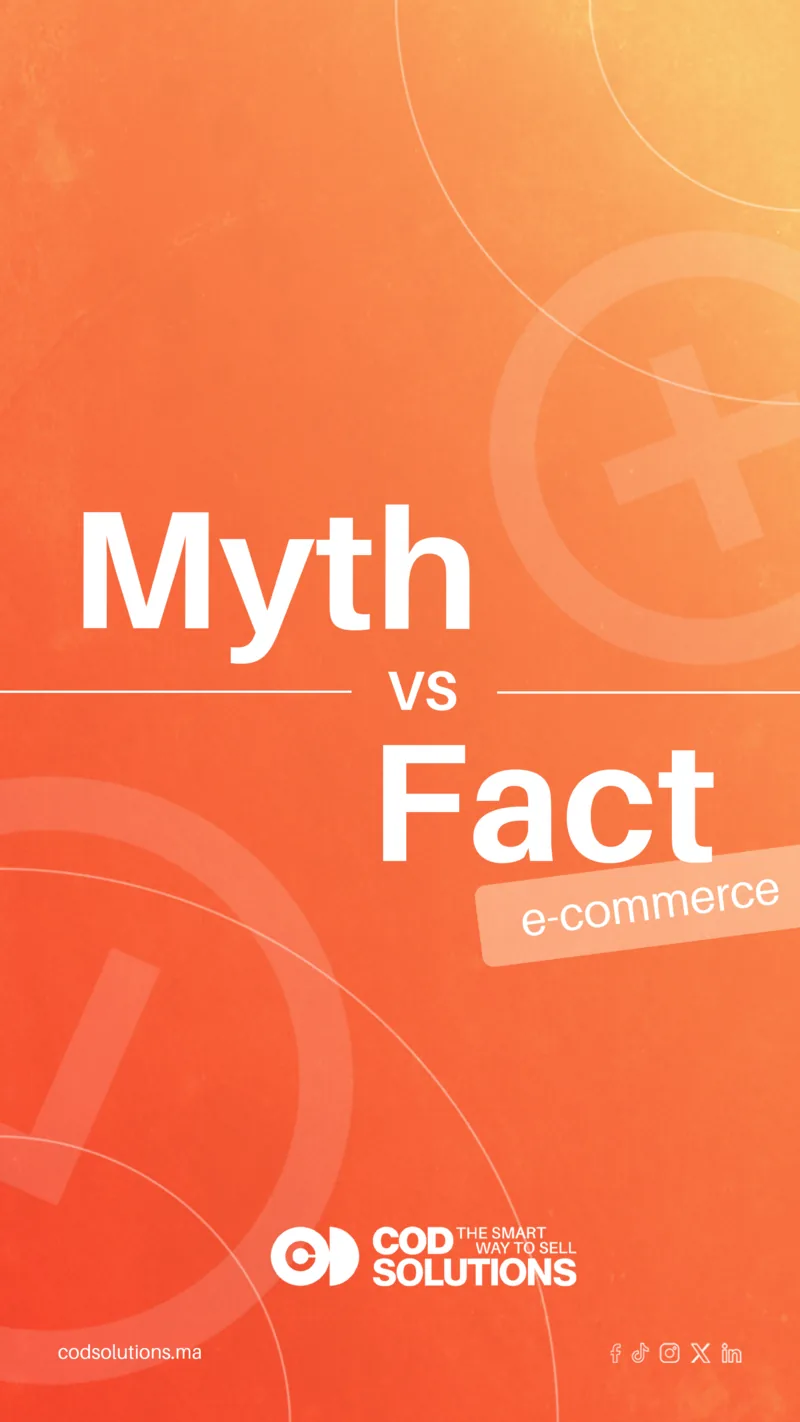 Story « Mythe ou réalité » sur le e-commerce : le titre, sur fond orange