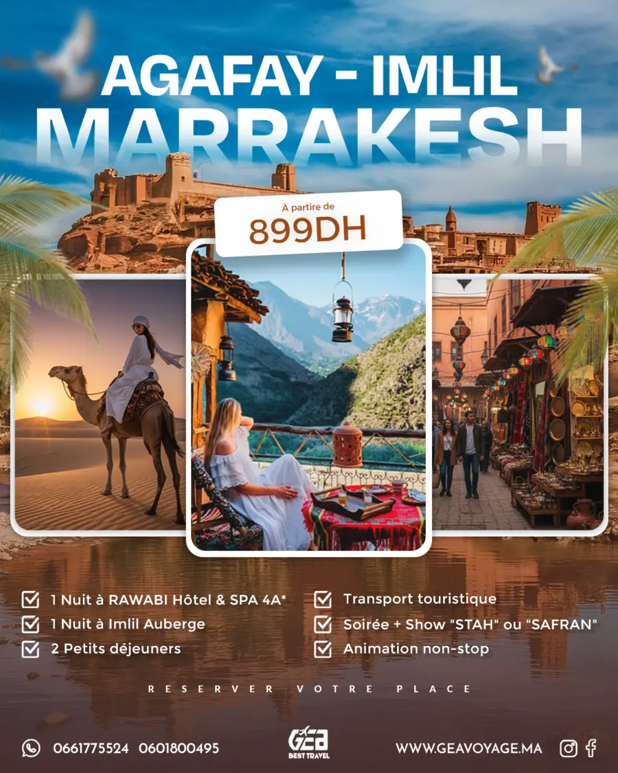 Affiche GEA Best Travel : Agafay - Imlil - Marrakesh, 899DH